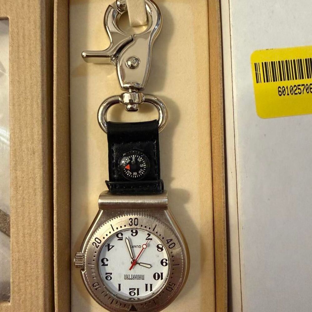 NWT Manhattan Croton Clip on Watch Compass Keychain Watch